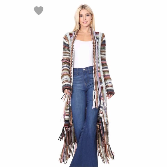 Laurel Multi Colored Long Cardigan - Picture 2 of 5